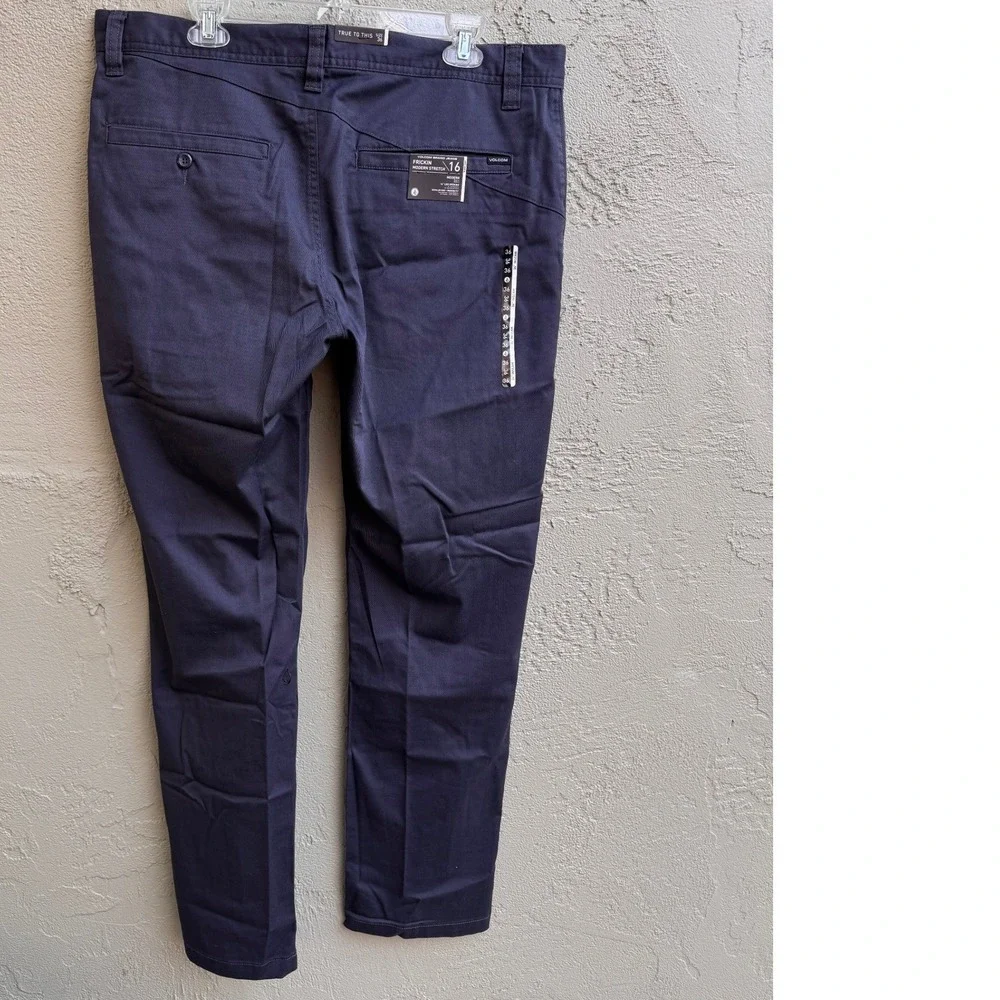 Volcom NEW Mens Navy Blue Frickin Modern Stretch Pants SZ 36 Chino Tailored